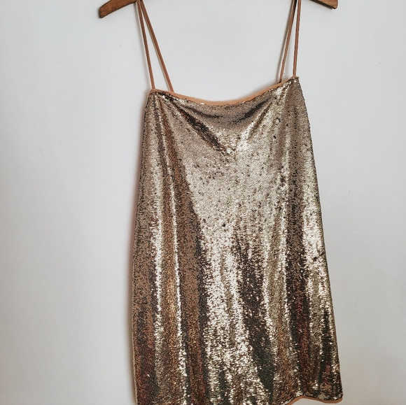 Free People Intimately gold sequin mini dress, size M - Picture 4 of 7